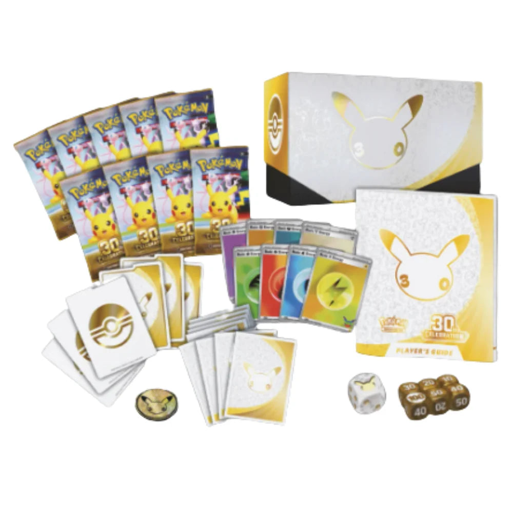 Pokémon 30th Celebration Elite Trainer Box – 9 booster packs, promokort och tillbehör