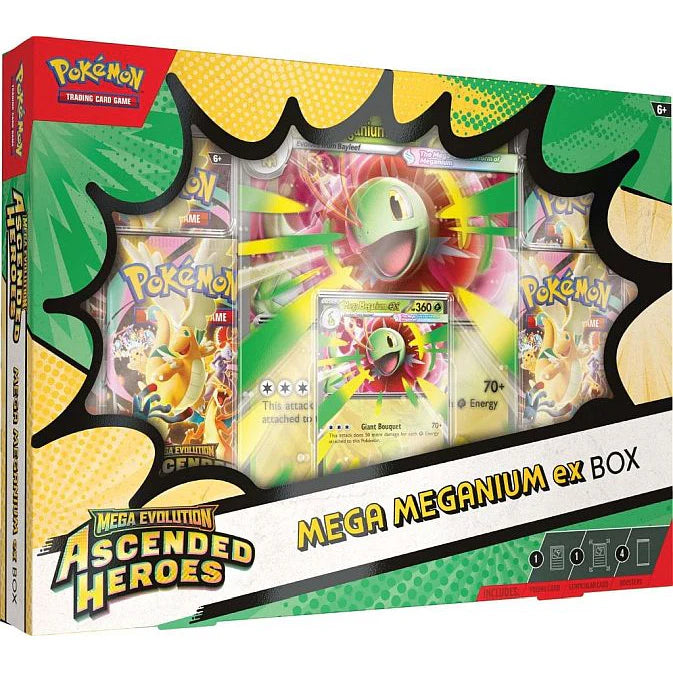 Pokémon Ascended Heroes EX Box Collection med 4 booster packs och slumpmässigt promokort - Meganium