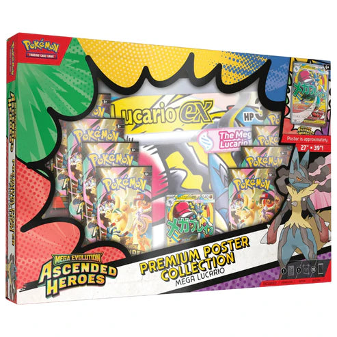 Pokémon Ascended Heroes Premium Poster Collection med 10 booster packs, poster och promokort – Mega Lucario