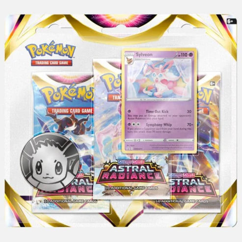 Astral Radiance 3-Pack Blister – Pokémon TCG blister med 3 booster packs, promokort och mynt Sylveon