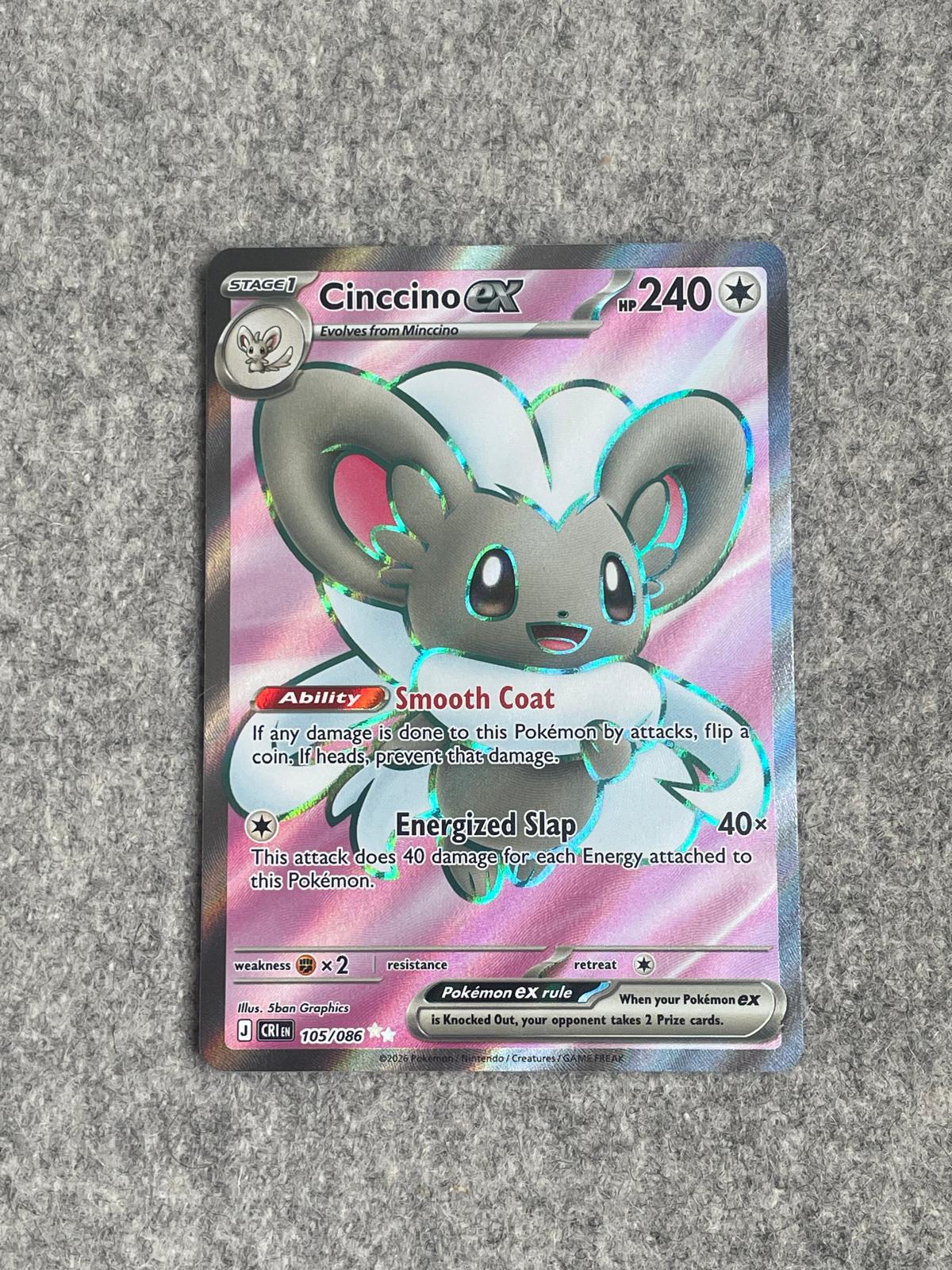 Cinccino EX CRI 105/086 är ett Pokémon-kort från setet Chaos Rising.