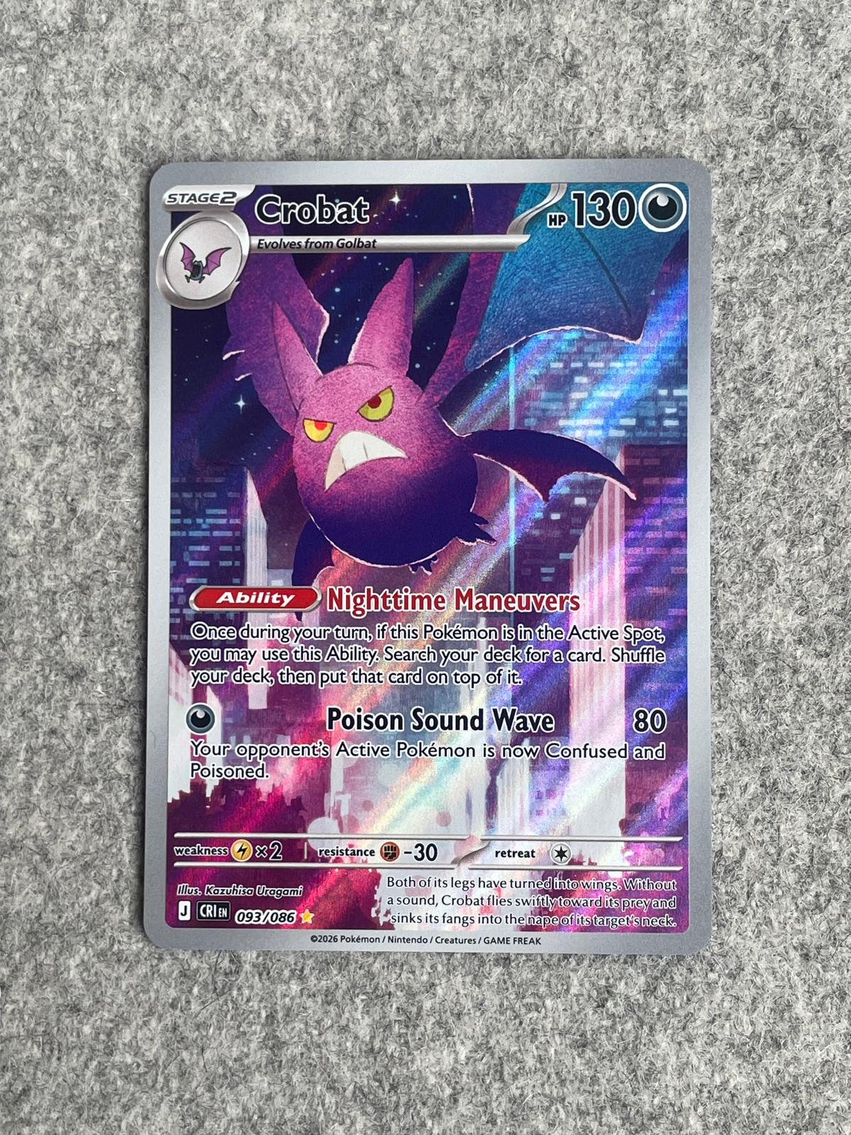 Crobat CRI 093/086 är ett Pokémon-kort från setet Chaos Rising.