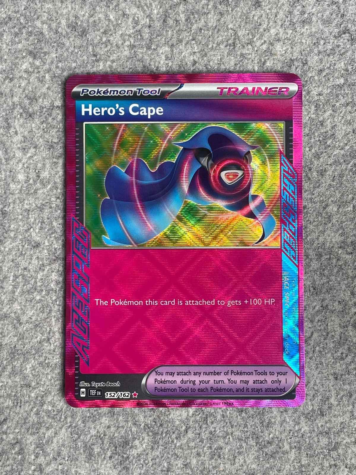 Hero's Cape TEF 152/162 är ett Pokémon-kort från setet Temporal Forces
