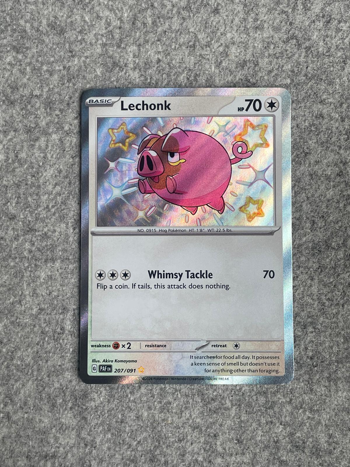 Lechonk PAF 207/091 är ett Pokémon-kort från setet Paldean Fates.