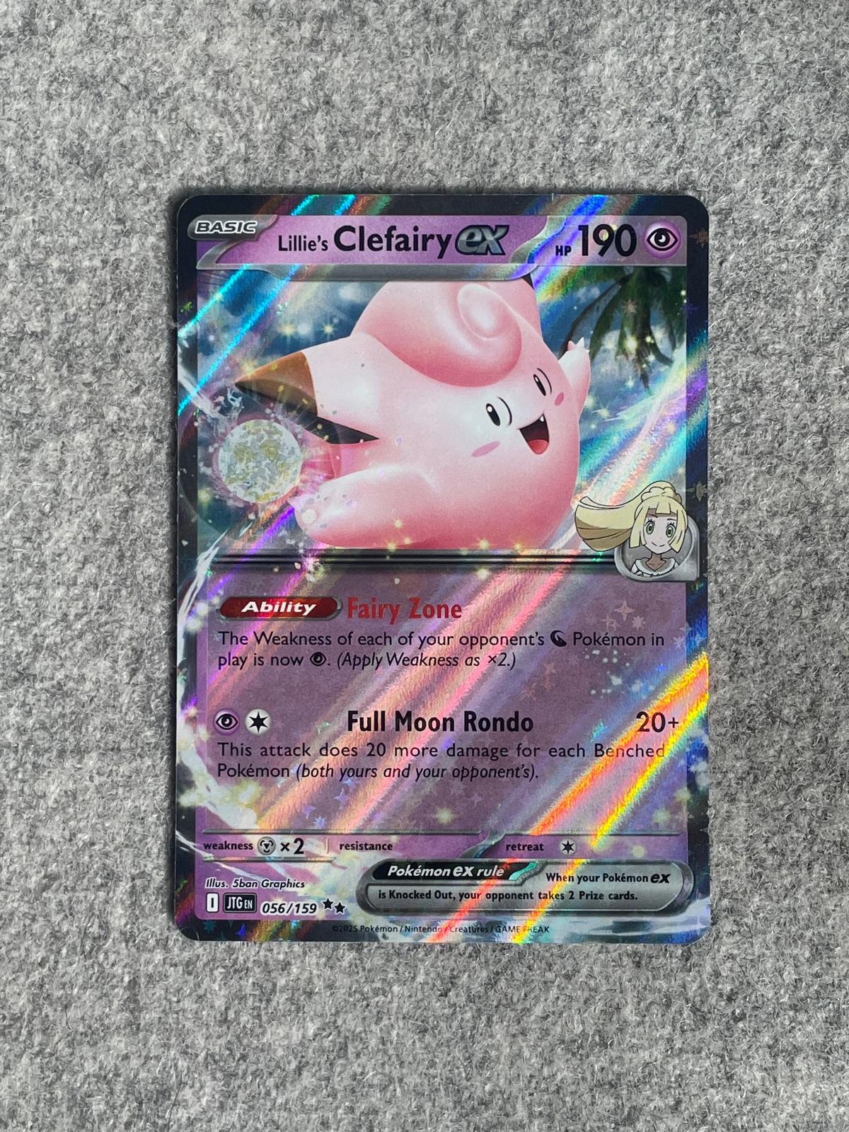Lillie's Clefairy EX JTG 056/159 är ett Pokémon-kort från setet Journey Together.