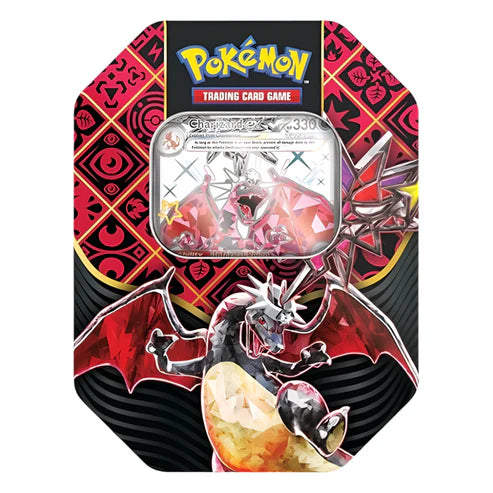 Pokémon TCG Paldean Fates Tin med Shiny Charizard foil-promokort och 4 booster packs – Card Mountain
