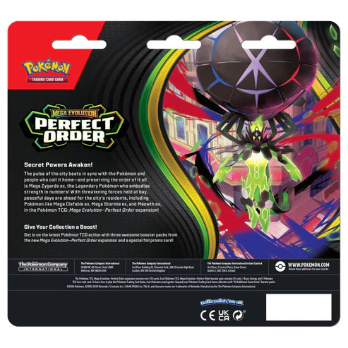 Pokémon Mega Evolution: Perfect Order 3-Pack Blister – 3 booster packs och promokort