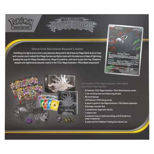 Pokémon TCG: Mega Evolution Pitch Black Elite Trainer Box – baksida
