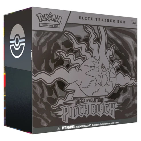 Pokémon TCG: Mega Evolution Pitch Black Elite Trainer Box – framsida av förpackning