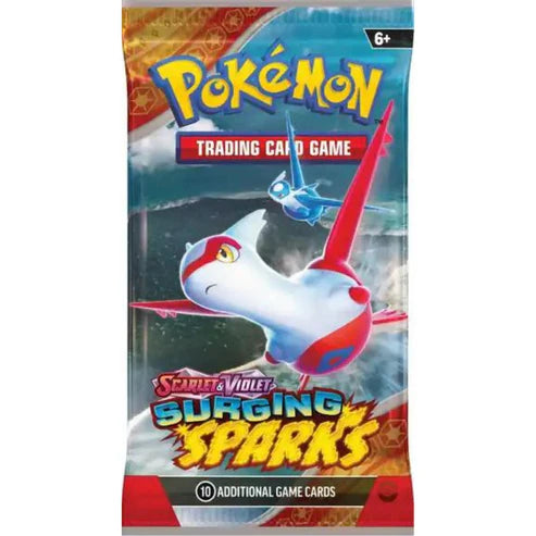 Surging Sparks Booster Pack – Pokémon TCG booster med 10 kort, Basic Energy och kodkort