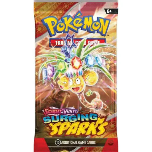 Surging Sparks Booster Pack – Pokémon TCG booster med 10 kort, Basic Energy och kodkort
