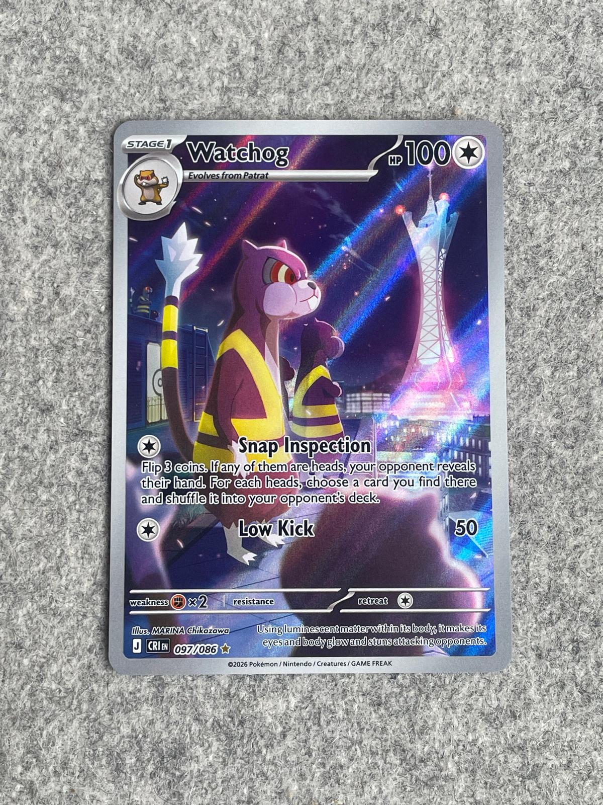 Watchog CRI 097/086 är ett Pokémon-kort från setet Chaos Rising.
